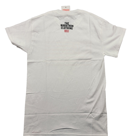 The Marathon Clothing TMC Shirt Mens Small White Graphic Tee Logo Run A Lap - Picture 2 of 8